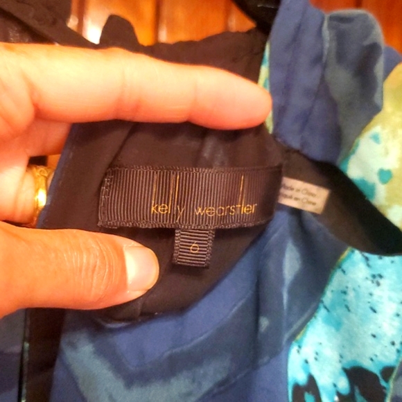 KELLY WEARSTLER SIZE 6 Blue and Green Patterned Sleeveless Dress - Picture 7 of 7